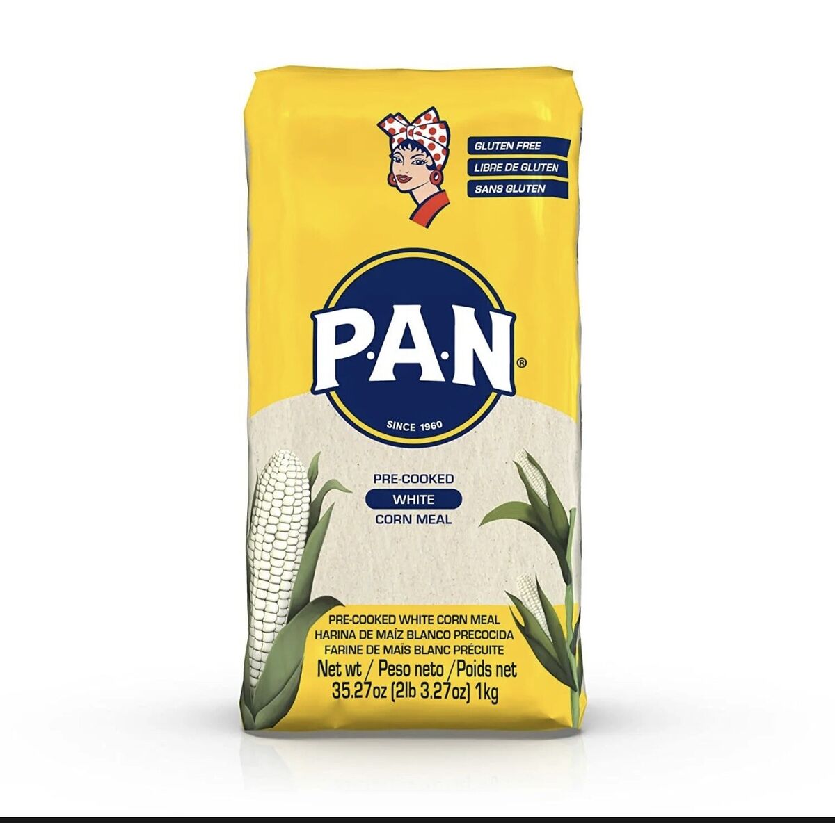 PAN harina de maïz blanco precocida – farinha de milho branco précozida – farina precotta di mais bianco – farine de maïs blanche précuite – 1kg