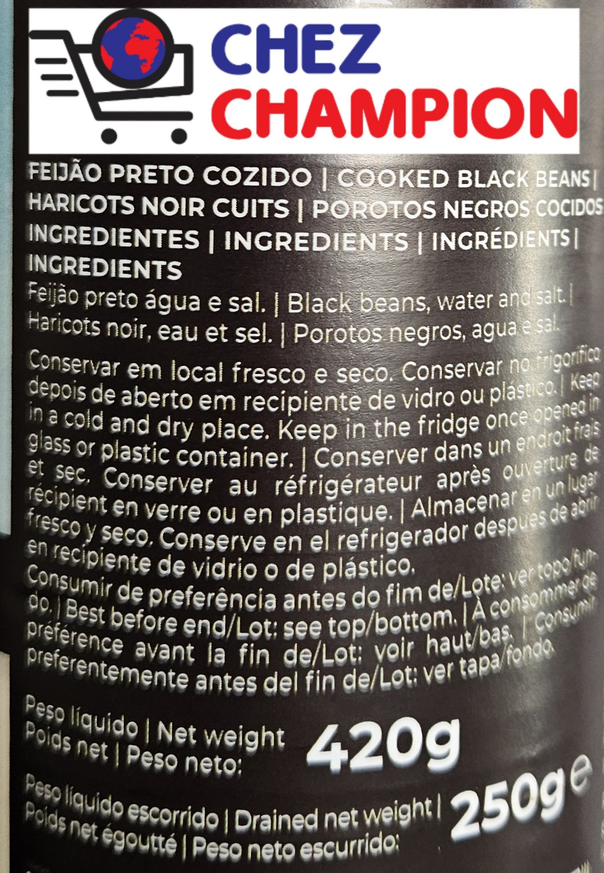 Meps feijao preto cozido – haricots noirs cuits – cooked black beans – porotos negros cocidos – 420g