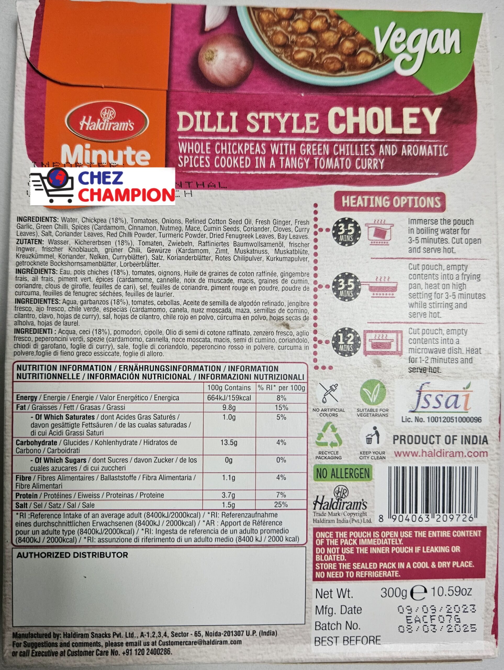 Haldiram’s dilli style choley – 300g