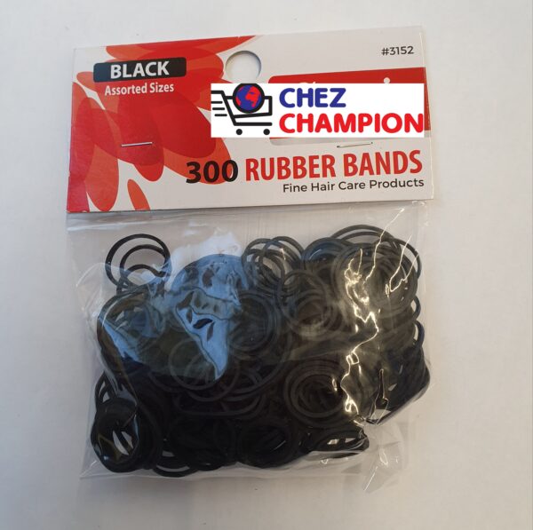Black rubber bands – élastiques noirs pour cheveux – 300pièces