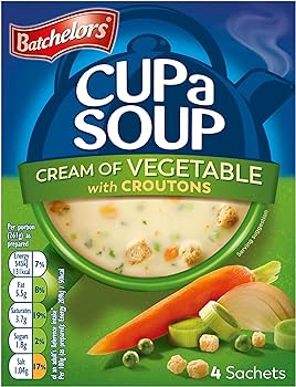 Batchelors cup a soup cream of vegetable with croutons – soupe crème de légumes au croûtons – 4 sachets – 122g