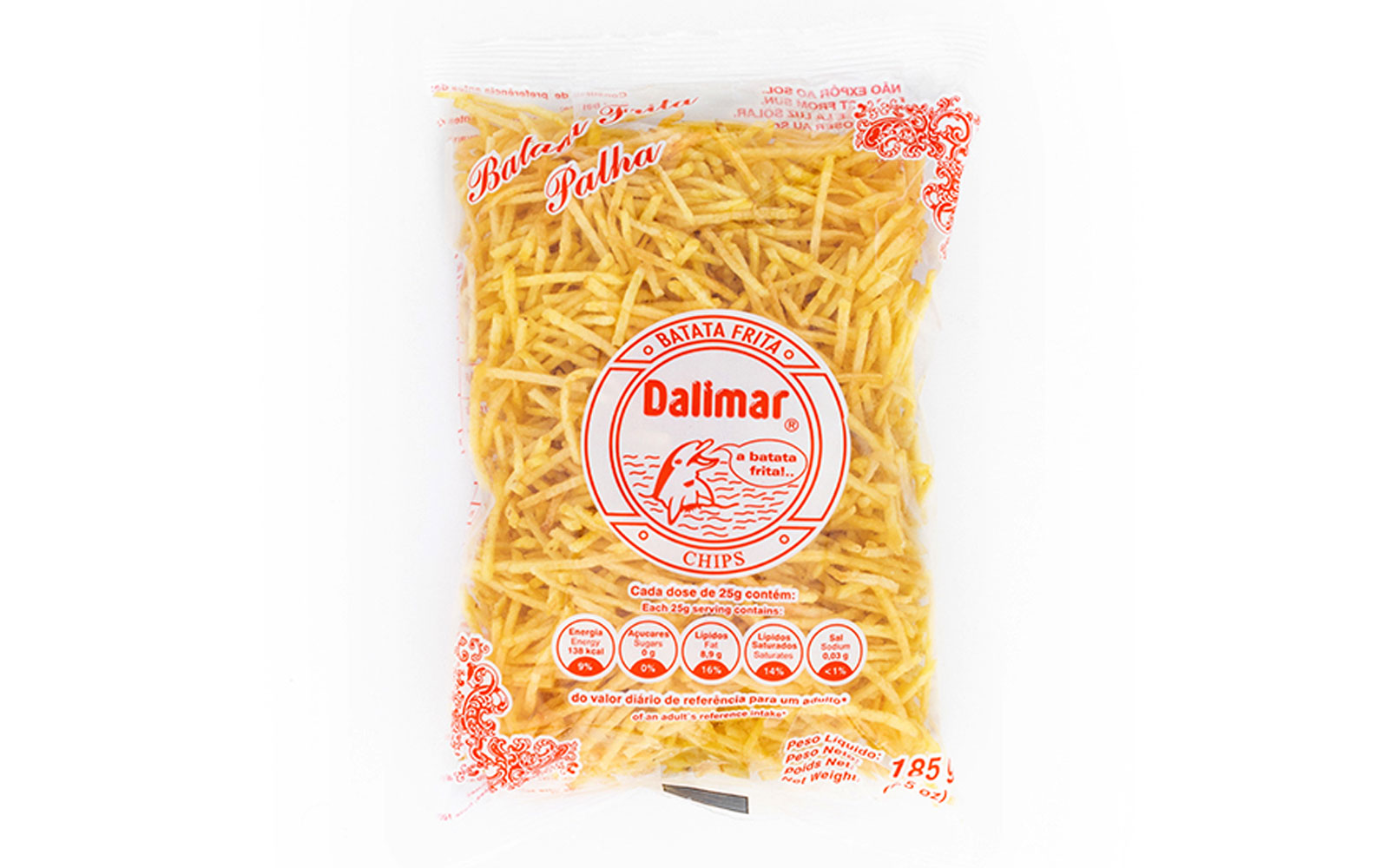Dalimar chips – batata frita – palha palha – Kartoffelchips – 185g