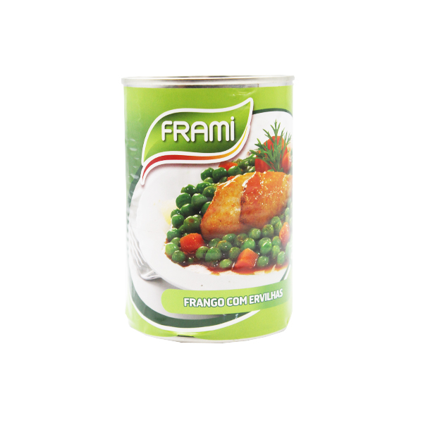 Frami frango com ervilhas – plat cuisiné viande de poulet avec pois – Huhn mit Erbsen – 425g