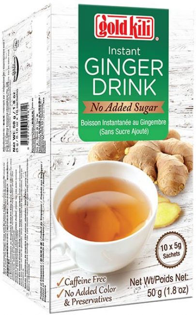 Gold kili ginger drink no added cane sugar – boisson instantanée au gingembre sans sucre – 10x5g – 50g
