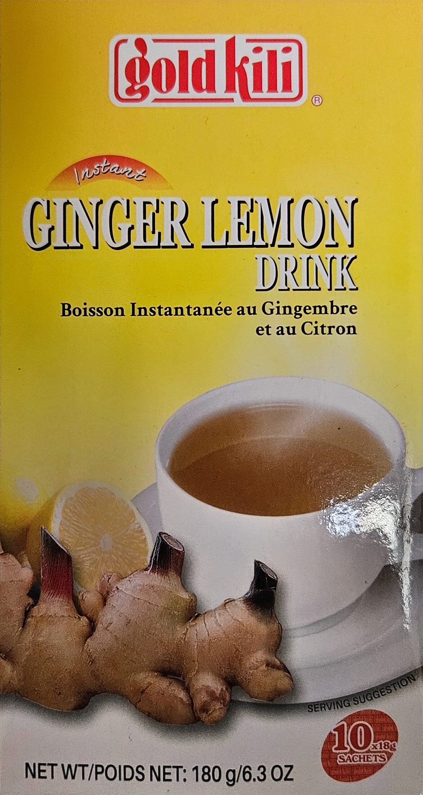 Gold kili ginger lemon drink – boisson instantanée au gingembre et citron – 10x18g – 180g