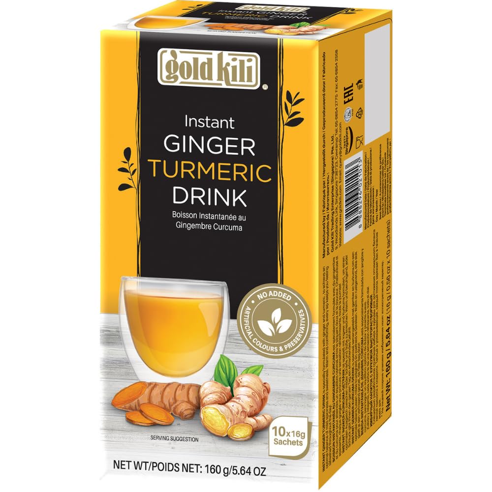 Gold kili instant ginger turmeric drink with honey – boisson instantanée au gingembre curcuma et miel – 10x16g – 160g