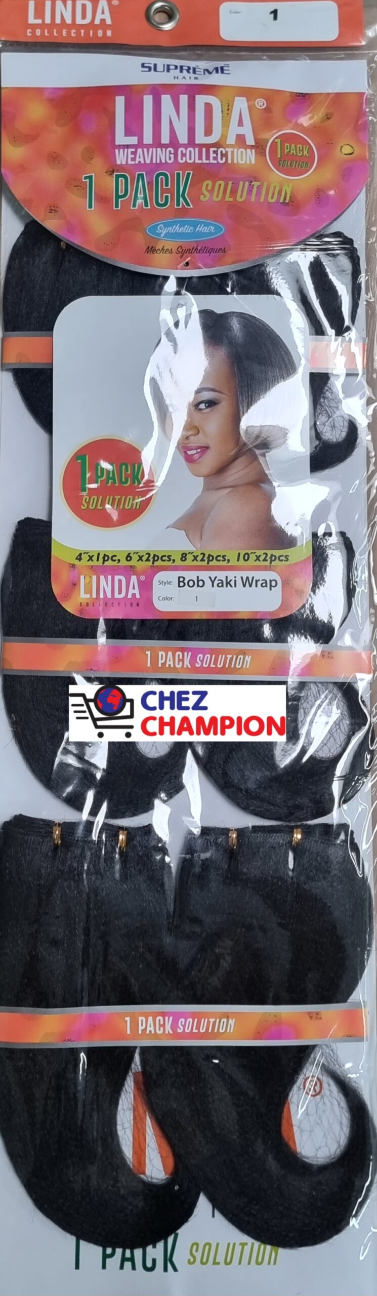Linda weaving collection 1 pack solution bob yaki wrap – couleur 1