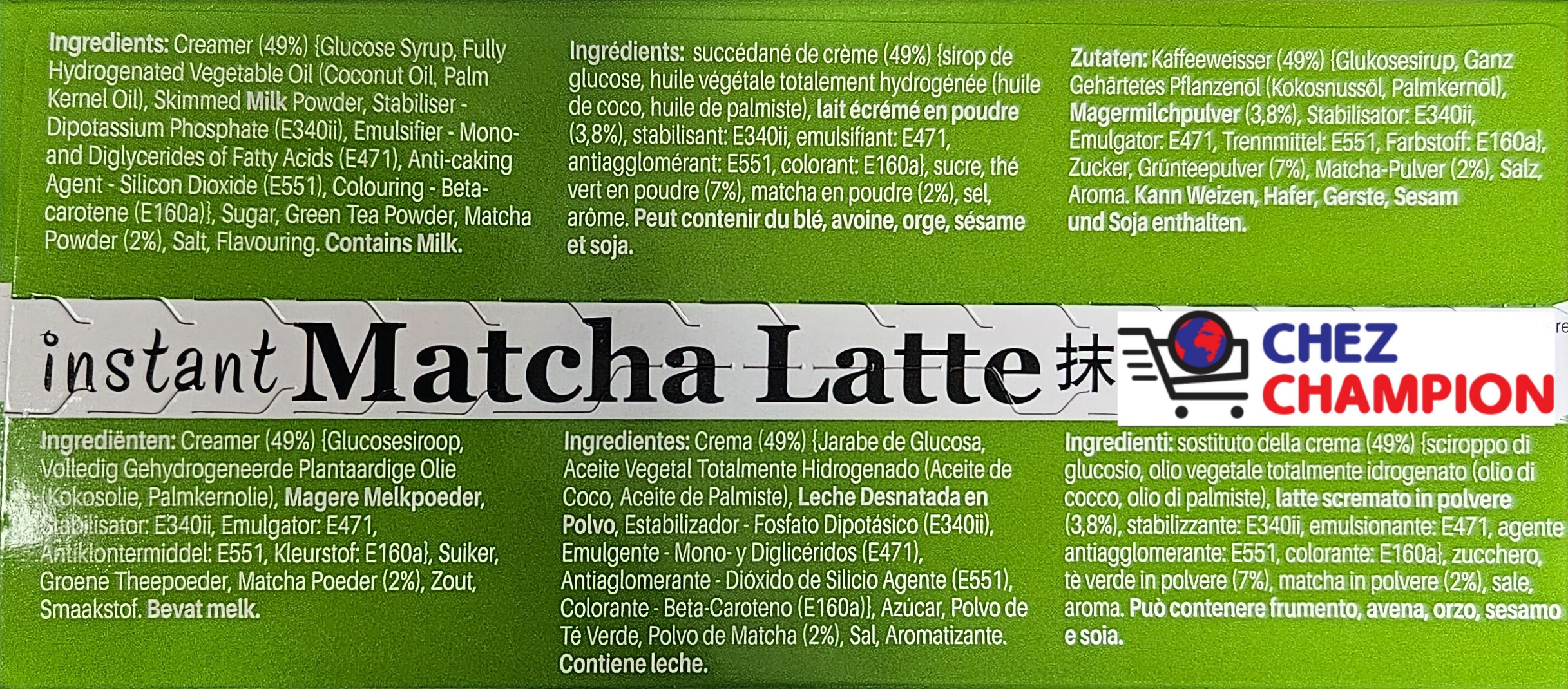 Gold kili instant matcha latte – instantanée thé vert matcha – 10x25g – 250g