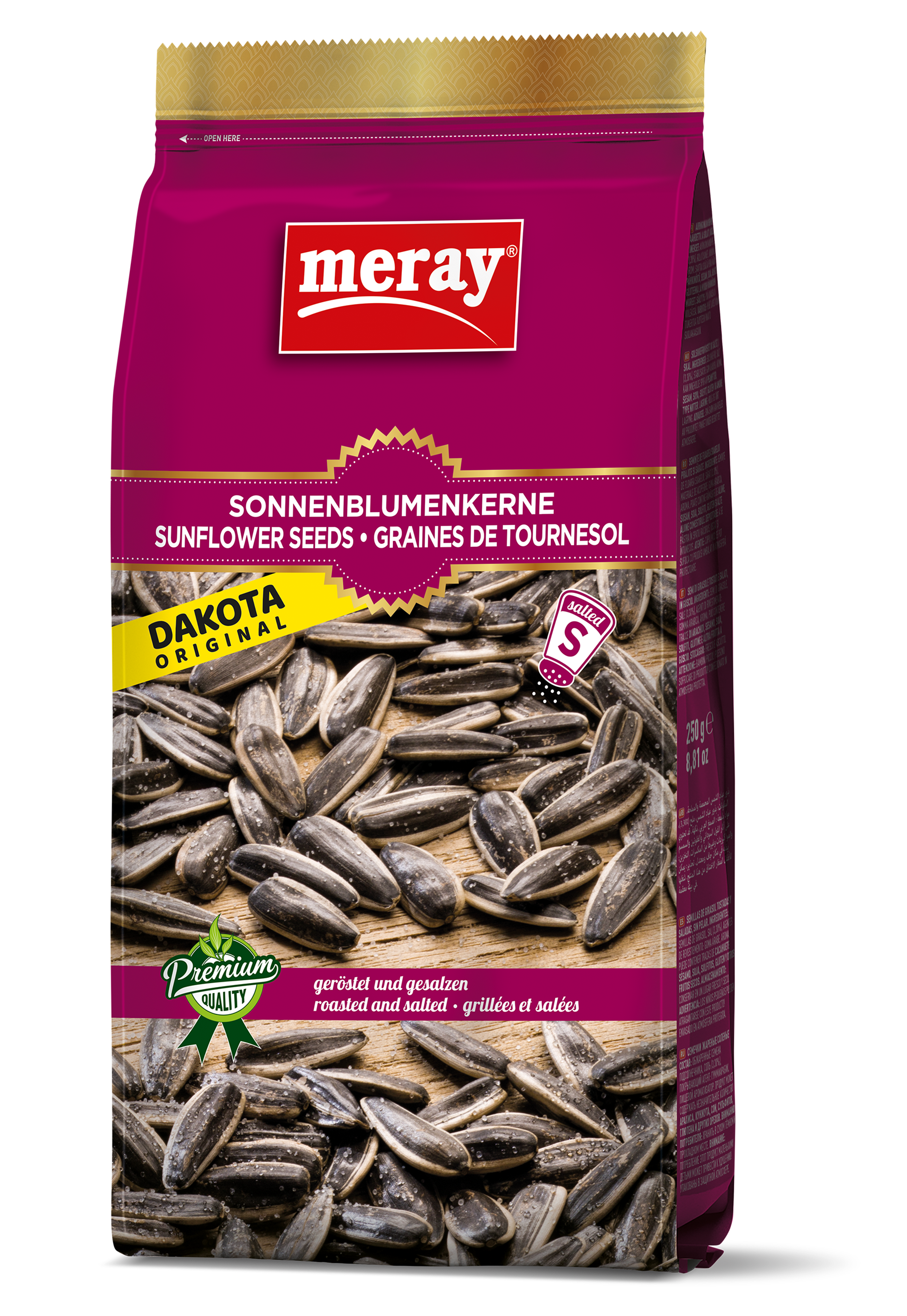 Meray dakota roasted and salted sunflower seeds – graines de tournesol grillées et salées – geröstete und gesalzene Sonnenbluemenkerne – 250g