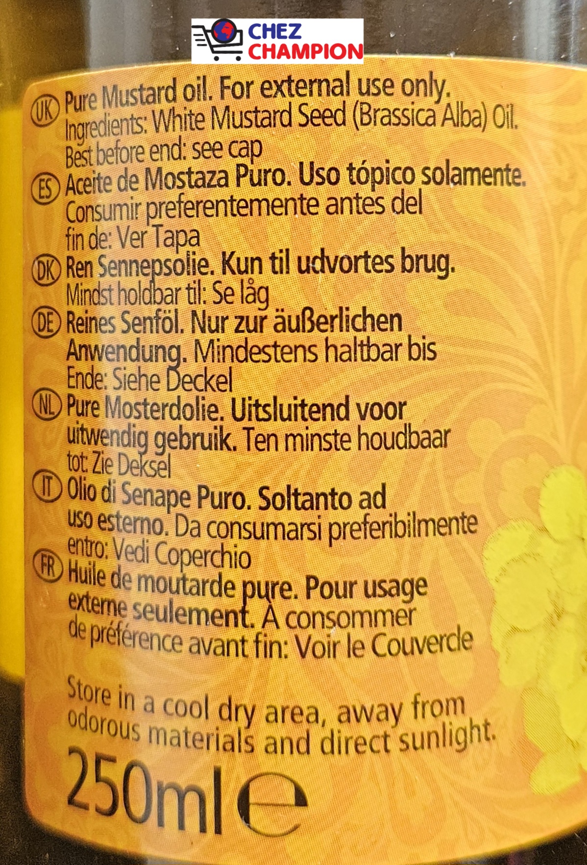 KTC 100% pure mustard oil external use only – huile de moutarde pure – 250ml