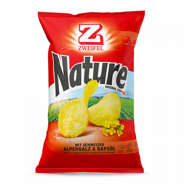 Zweifel chips nature original mit schweizer alpensalz und rapsöl – chips nature avec huile de colza et sel des alpes – 90g