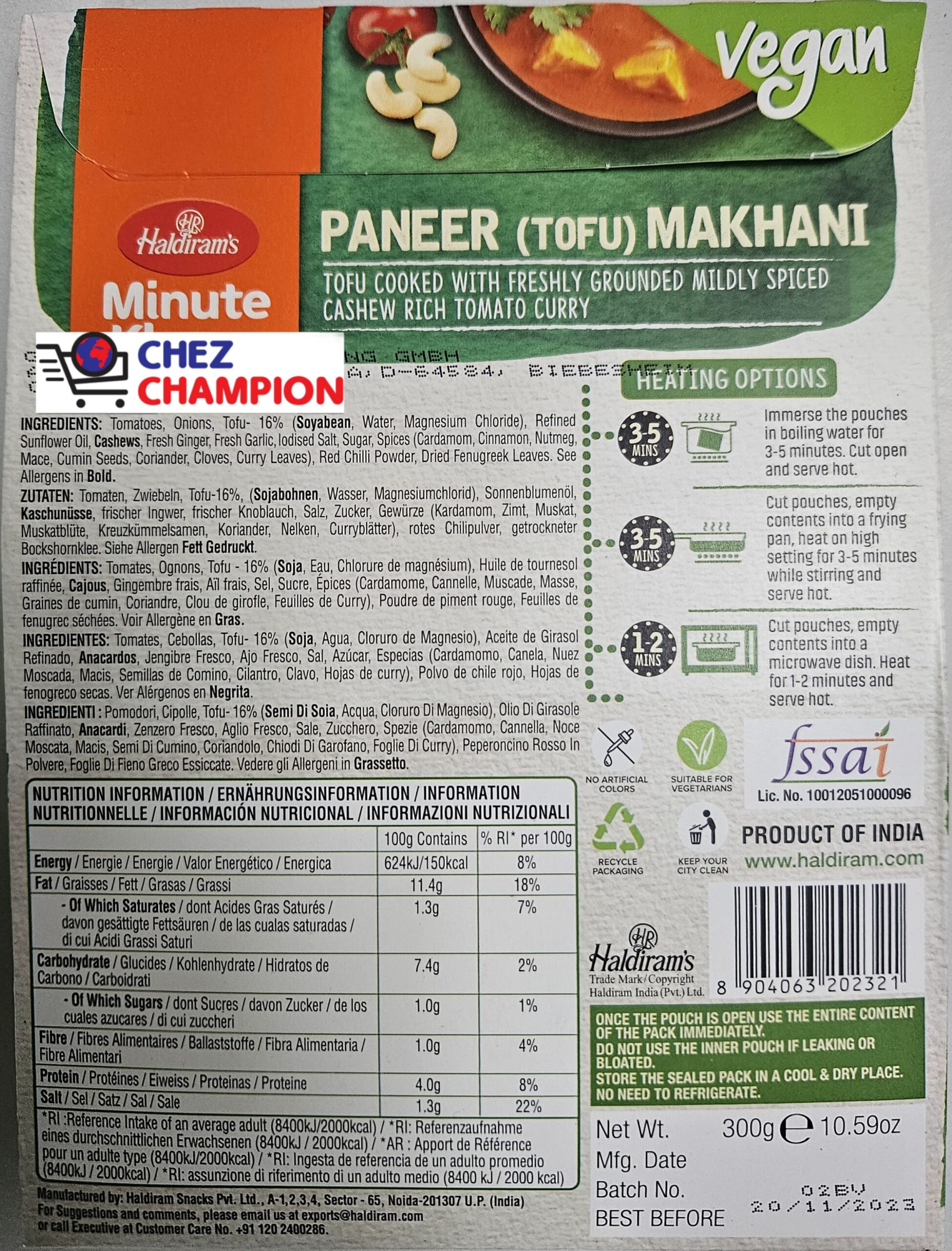 Haldiram’s paneer (tofu) makhani – 300g