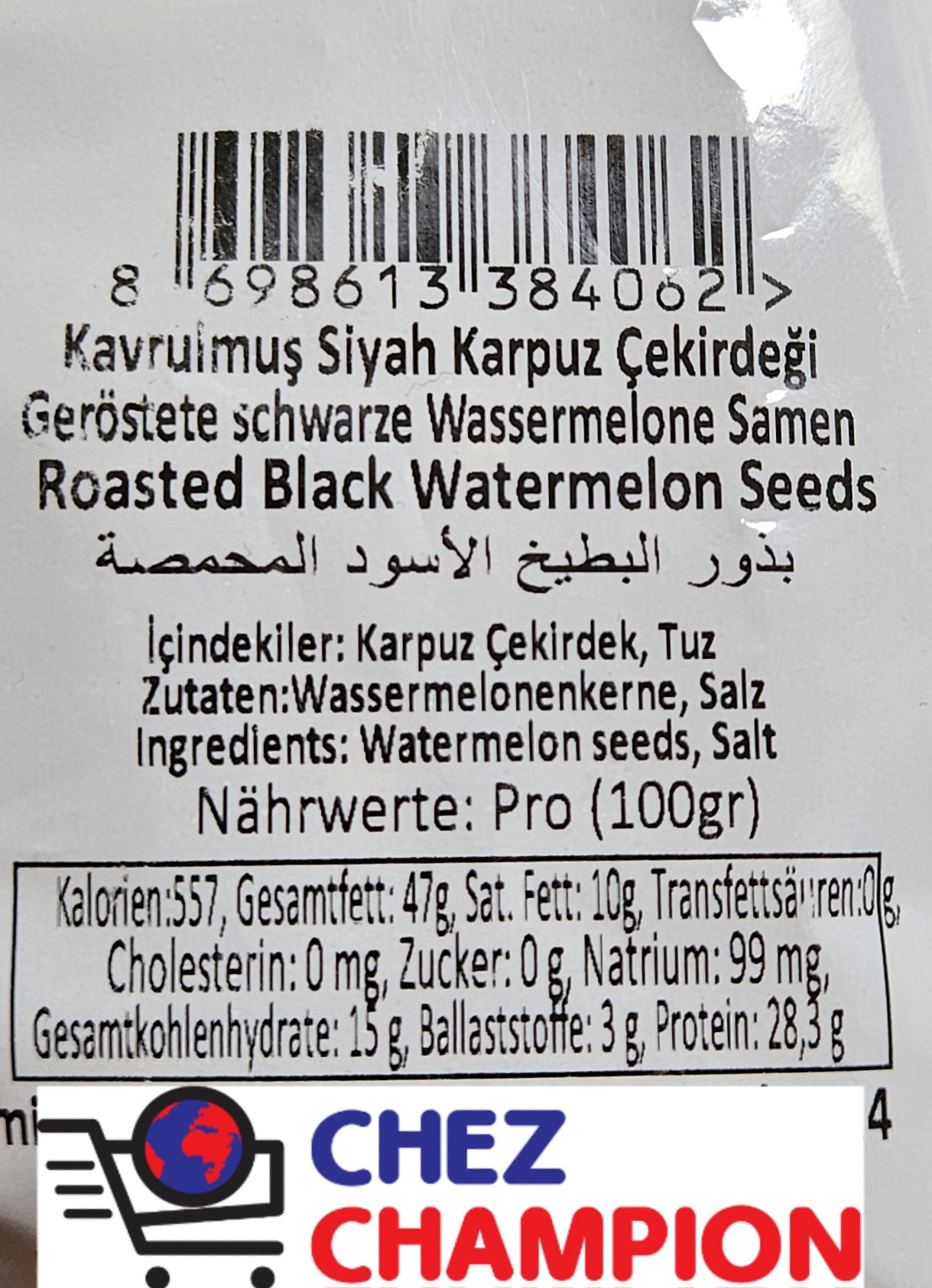 Besler black roasted and salted watermelon seeds – graines de pasthèque noires grillées et salées – geröstete schwarze gesalzene Wassermelonenkerne – 180g